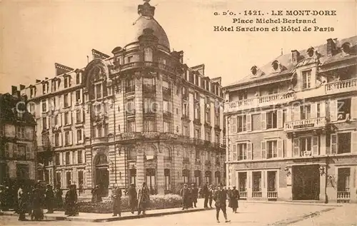 Le_Mont Dore_Puy_de_Dome Place Michel Bertrand Hotel Sarciron et Hotel de Paris Le_Mont Dore_Puy_de_Dome