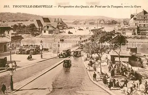 Trouville Deauville Perspective des Quais du Pont sur la Tonques vers la Gare Trouville Deauville