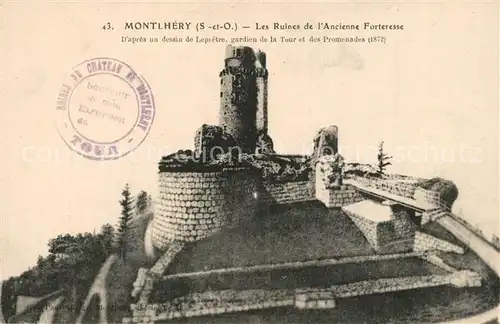 Montlhery Ruines de l ancienne forteresse d apres un dessin de Lepretre Kuenstlerkarte Montlhery