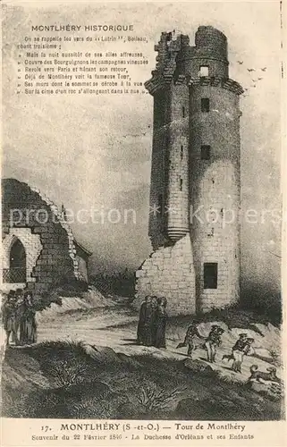 Montlhery Historique Tour du Chateau Dessin Kuenstlerkarte Montlhery