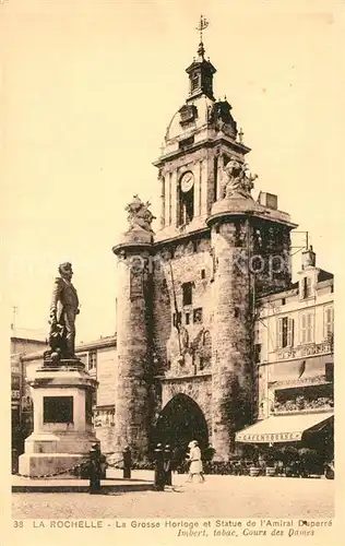 La_Rochelle_Charente Maritime La grosse horloge et Statue de l Amiral Duperre Monument La_Rochelle