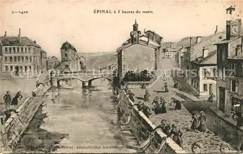 Epinal_Vosges a 5 heures du matin Dessin Kuenstlerkarte Epinal Vosges