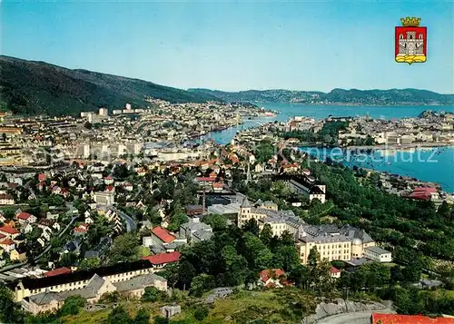 AK / Ansichtskarte Bergen_Norwegen Panorama with Haukeland Infirmary in the foreground Bergen Norwegen