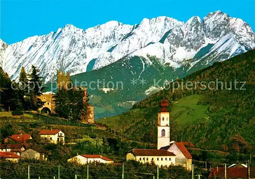 AK / Ansichtskarte Naturns Ansicht mit Kirche und Burgruine gegen Ifinger Sarntaler Alpen Naturns