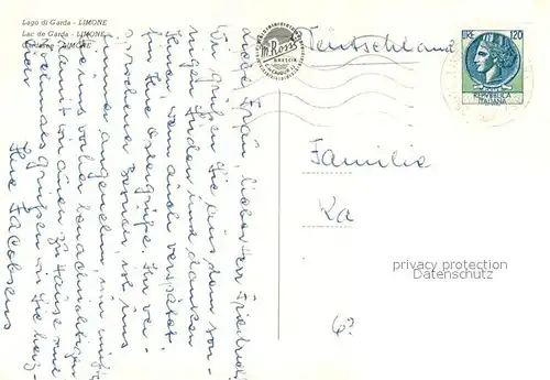 AK / Ansichtskarte Limone_sul_Garda Haeuserpartie am Gardasee Segelboot Limone_sul_Garda