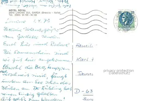 AK / Ansichtskarte Limone_sul_Garda Hotel Royal Limone_sul_Garda