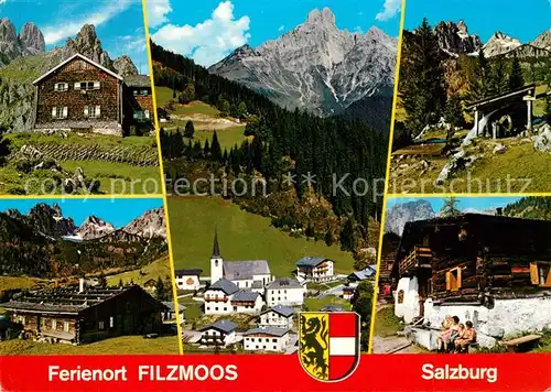 AK / Ansichtskarte Filzmoos Teilansichten Blick zur Bischofsmuetze Berghuette Ruehrradl Oberhofalm Filzmoos