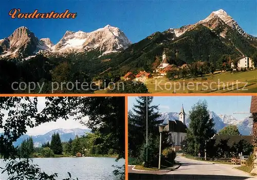 AK / Ansichtskarte Vorderstoder Panorama mit Totem Gebirge Schafferteich Kirche Vorderstoder