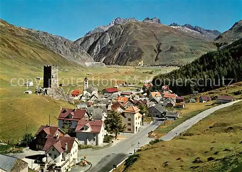 AK / Ansichtskarte Hospental Panorama Blick gegen Andermatt und die Oberalp Alpen Hospental