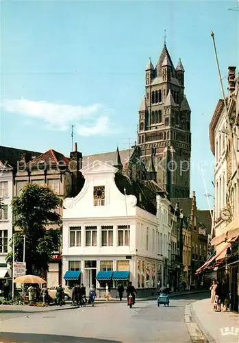 AK / Ansichtskarte Bruegge_West Vlaanderen Simon Stevin Platz und St. Salvators Hauptkirche Bruegge_West Vlaanderen