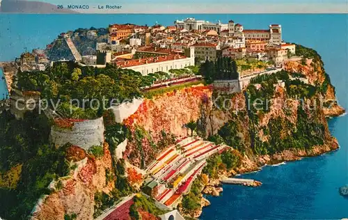 AK / Ansichtskarte Monaco Le Rocher de la Principaute vue aerienne Monaco