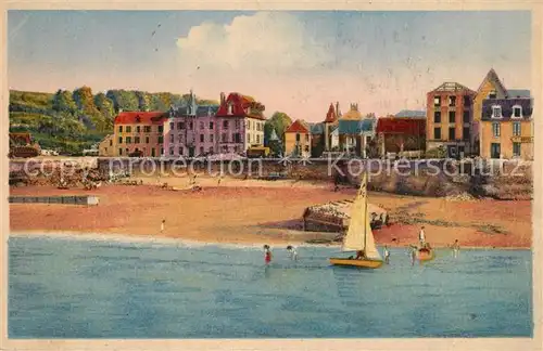 AK / Ansichtskarte Arromanches les Bains Port de la Liberation la plage et la digue Peinture Kuenstlerkarte Arromanches les Bains