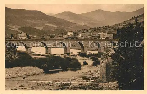 AK / Ansichtskarte Roquebrun Vieux moulin Chaussee et Pont sur l Orb Roquebrun