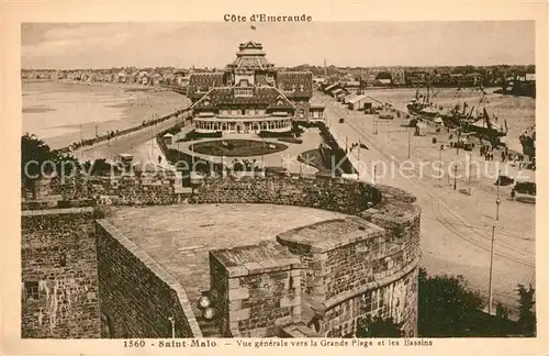 AK / Ansichtskarte Saint Malo_Ille et Vilaine_Bretagne Vue generale vers la grande plage et les bassins Saint Malo_Ille et Vilaine
