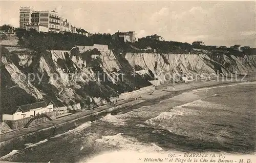 AK / Ansichtskarte Biarritz_Pyrenees_Atlantiques Helianthe et plage de la Cote des Basques Biarritz_Pyrenees