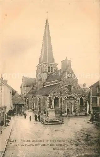 AK / Ansichtskarte Nolay_Nievre Eglise sur la Place Monument des Combattants Nolay_Nievre