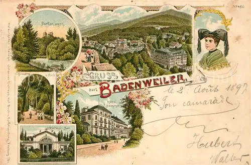 AK / Ansichtskarte Badenweiler Parkanlagen Eingang Marmor Bad Hotel Sommer Badenweiler