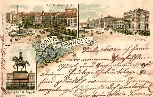 AK / Ansichtskarte Hannover Ernst August Platz Bahnhof Koenig Ernst August Denkmal Hannover