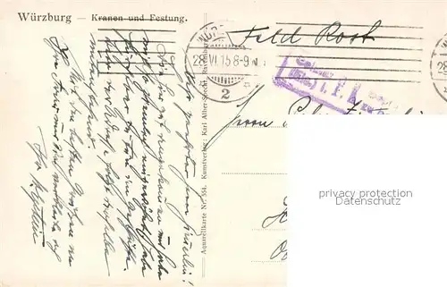 AK / Ansichtskarte Wuerzburg Kranen und Festung Wuerzburg