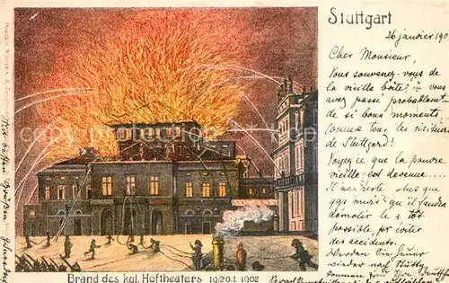 AK / Ansichtskarte Stuttgart Brand des kaiserlichen Hoftheaters 1902 Stuttgart