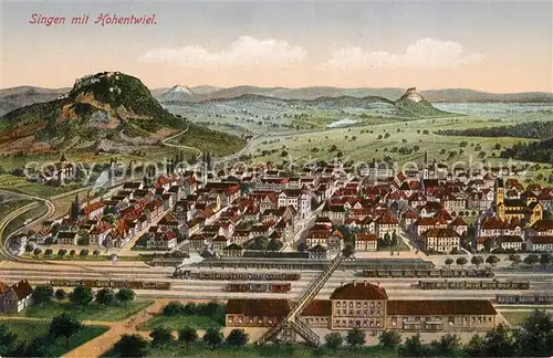 AK / Ansichtskarte Singen_Hohentwiel Panorama Singen Hohentwiel