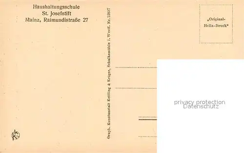 AK / Ansichtskarte Mainz_Rhein Haushaltungsschule St Josefstift Hauptkueche Mainz Rhein