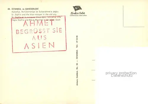 AK / Ansichtskarte Istanbul_Constantinopel Hagia Sophia Blaue Moschee  Istanbul_Constantinopel