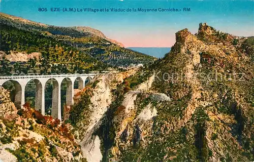 AK / Ansichtskarte Eze_Alpes Maritimes Village et Viaduc de la Moyenne Corniche Eze_Alpes Maritimes