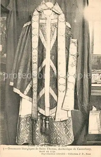 AK / Ansichtskarte Sens_Yonne Tresor de la Cathedrale Ornements de Saint Thomas Archeveque de Cantorbery Sens_Yonne