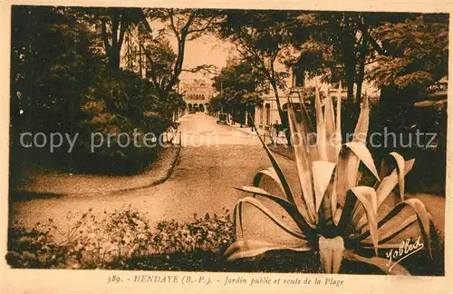 AK / Ansichtskarte Hendaye_Pyrenees_Atlantiques Jardin public et route de la plage Hendaye_Pyrenees