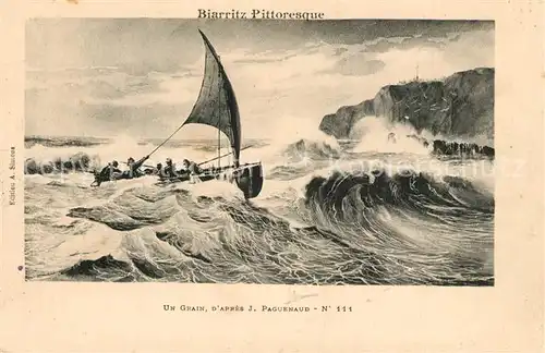 AK / Ansichtskarte Biarritz_Pyrenees_Atlantiques Un grain d apres J. Paguenaud Peinture Kuenstlerkarte Biarritz_Pyrenees