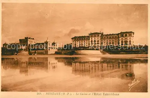 AK / Ansichtskarte Hendaye_Pyrenees_Atlantiques Casino Hotel Eskualduna et la plage Hendaye_Pyrenees