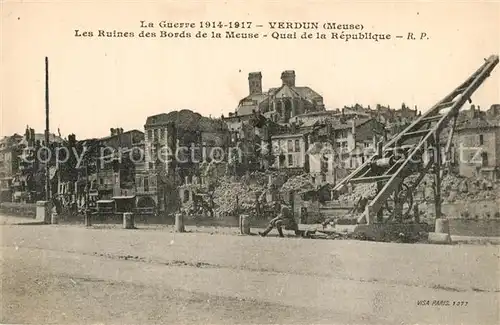 AK / Ansichtskarte Verdun_Meuse Les Ruines des Bords de la Meuse Quai de la Republique Verdun Meuse