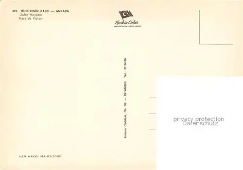 AK / Ansichtskarte Ankara Zafer Meydani Ankara