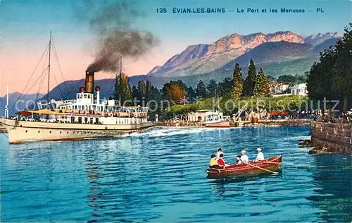 AK / Ansichtskarte Evian les Bains_Haute_Savoie Le port et les Menuses Vapeur Evian les Bains_Haute