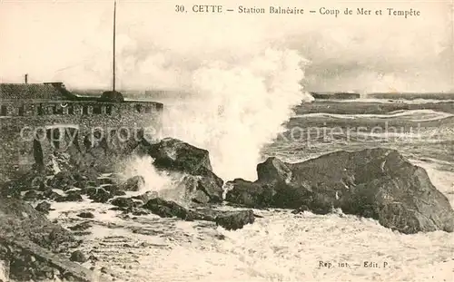 AK / Ansichtskarte Cette_Sete Station Balneaire Coup de Mer et Tempete 