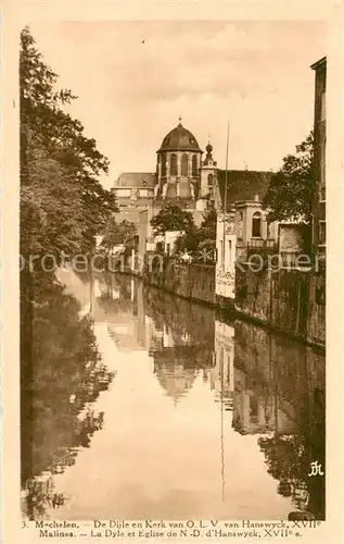 AK / Ansichtskarte Malines_Mechelen_Flandre La Dyle et Eglise de ND d Hanswyck Malines_Mechelen_Flandre