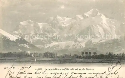 AK / Ansichtskarte Geneve_GE Le Mont Blanc vue de Geneve Geneve_GE