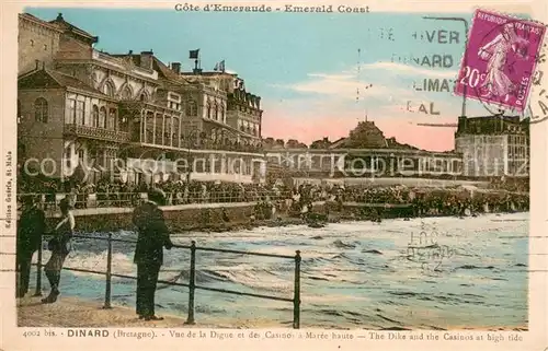 AK / Ansichtskarte Dinard_Ille_et_Vilaine_Bretagne Vue de la Digue et des Casinos a Maree haute Dinard_Ille