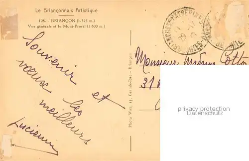 AK / Ansichtskarte Briancon Vue generale et le Mont Prorel Briancon