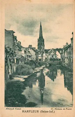 AK / Ansichtskarte Harfleur Haeuserpartie am Fluss Blick zur Kirche Harfleur