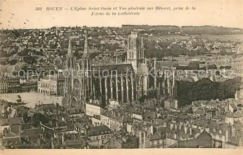 AK / Ansichtskarte Rouen Eglise Saint Ouen vue sur Bihorel prise de la Fleche de la Cathedrale Rouen