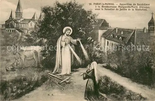 Paray le Monial Apparition du Sacre Coeur a la Bienbearense Marguerite Marie Alaceque sous le Noisetier du Jardin de la Visitation Paray le Monial