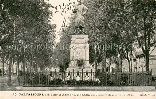 Carcassonne Statue dArmand Barbes par Falguiere Carcassonne