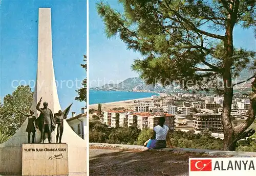 Alanya Atatuerk aniti ve kentten bir goeruenuem Alanya