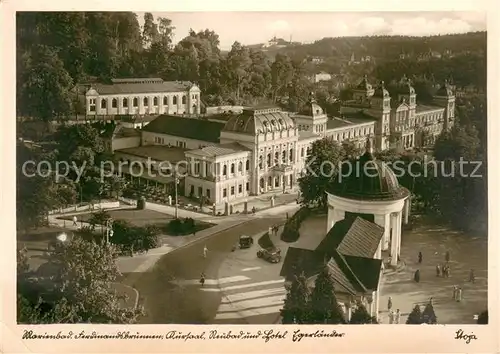 Marienbad_Tschechien_Boehmen Ferdinandsbrunnen Kursaal Neubad und Hotel Egerlaender Marienbad_Tschechien