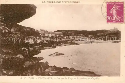 Tregastel Vue sur la plage et les rochers de Coz Pors Tregastel