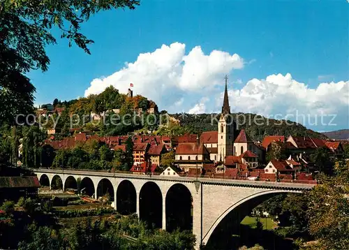 Baden_AG Hochbruecke mit Schlossruine Stein Baden_AG