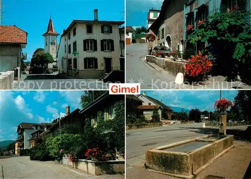 Gimel_VD Ortspartien Brunnen Kirche Gimel_VD