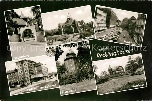 AK / Ansichtskarte Recklinghausen_Westfalen Engelsburg Rathaus Markt Springstrasse Bahnhof Sternwarte  Recklinghausen_Westfalen